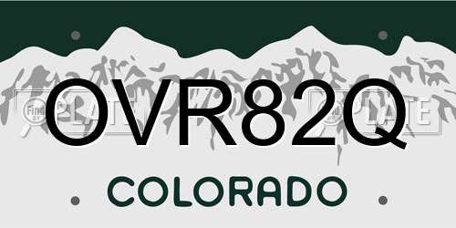 OVR82Q Colorado License Plate