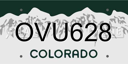 OVU628 Colorado License Plate
