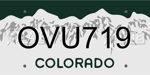 OVU719 Colorado License Plate