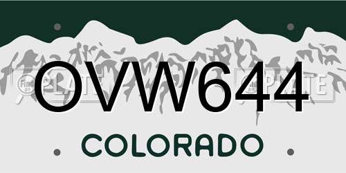 OVW644 Colorado License Plate