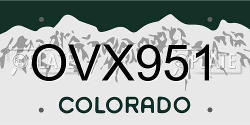 OVX951 Colorado License Plate