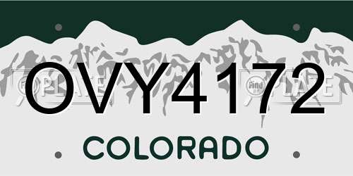 OVY4172 Colorado License Plate