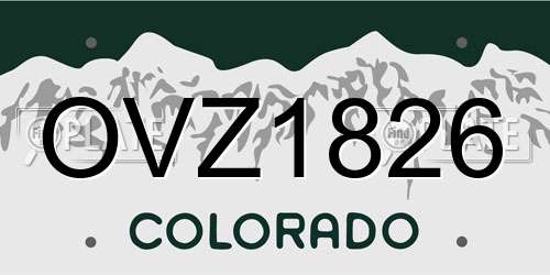 OVZ1826 Colorado License Plate