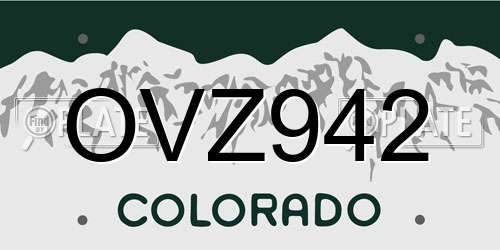 OVZ942 Colorado License Plate