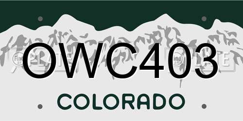 OWC403 Colorado License Plate