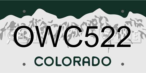 OWC522 Colorado License Plate