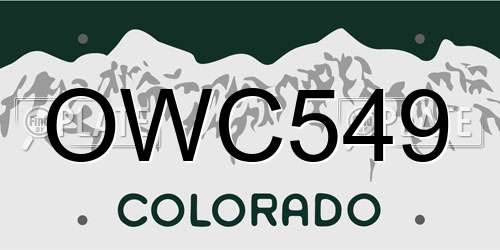 OWC549 Colorado License Plate
