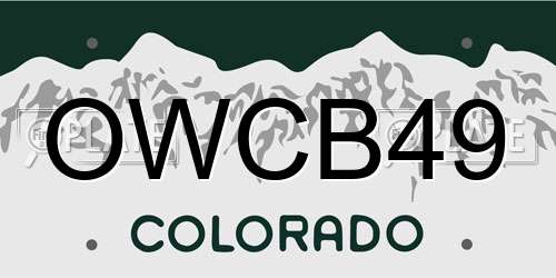 OWCB49 Colorado License Plate