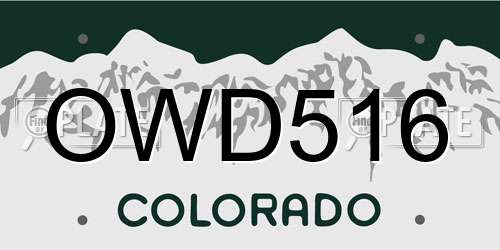 OWD516 Colorado License Plate