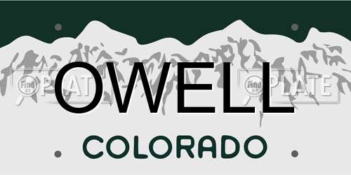 OWELL Colorado License Plate