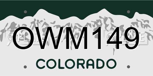 OWM149 Colorado License Plate