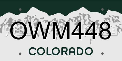 OWM448 Colorado License Plate