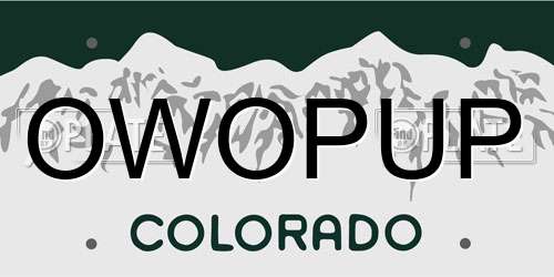 OWOPUP Colorado License Plate