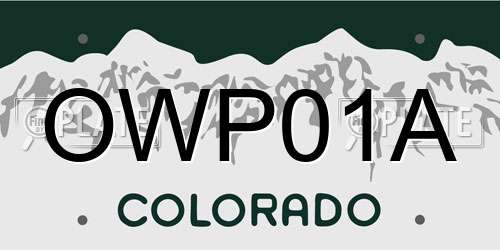 OWP01A Colorado License Plate
