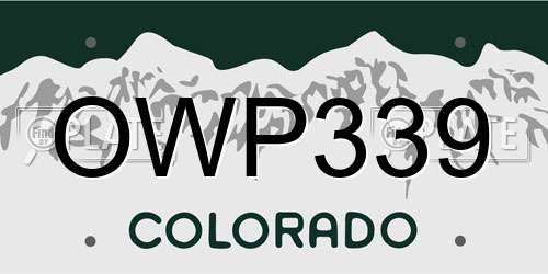 OWP339 Colorado License Plate