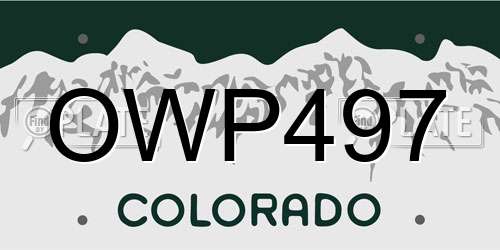 OWP497 Colorado License Plate