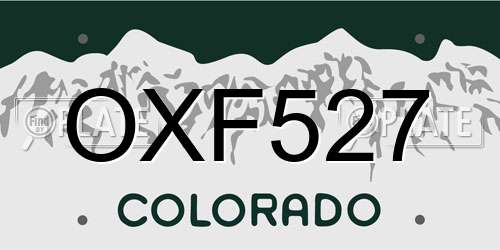 OXF527 Colorado License Plate