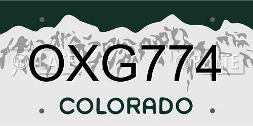 OXG774 Colorado License Plate