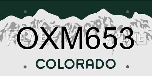 OXM653 Colorado License Plate