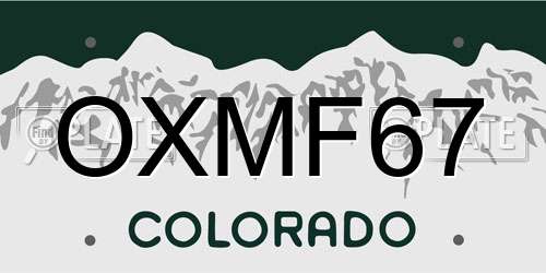 OXMF67 Colorado License Plate