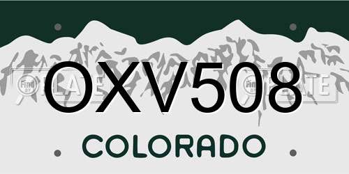 OXV508 Colorado License Plate