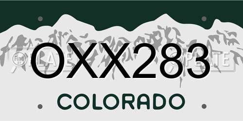 OXX283 Colorado License Plate