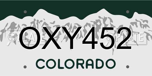 OXY452 Colorado License Plate