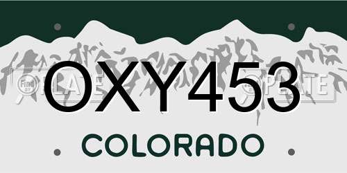OXY453 Colorado License Plate