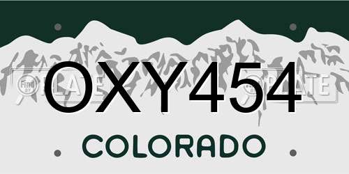 OXY454 Colorado License Plate