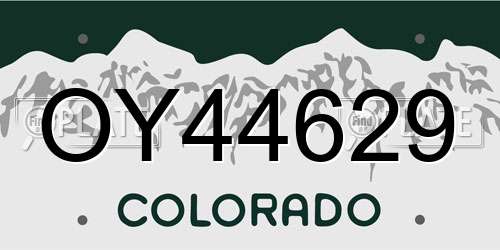 OY44629 Colorado License Plate