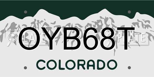 OYB68T Colorado License Plate