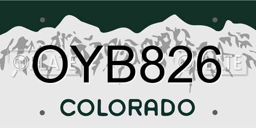 OYB826 Colorado License Plate