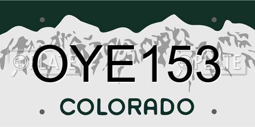 OYE153 Colorado License Plate