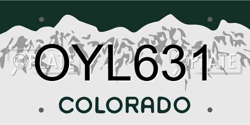 OYL631 Colorado License Plate