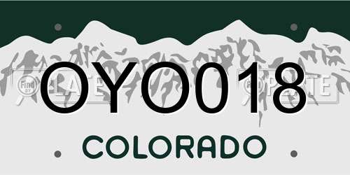 OYO018 Colorado License Plate