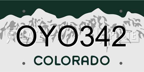 OYO342 Colorado License Plate