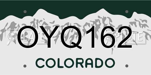 OYQ162 Colorado License Plate