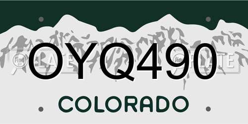OYQ490 Colorado License Plate