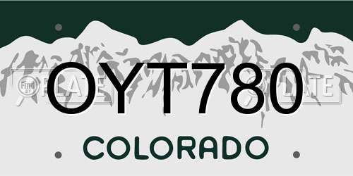 OYT780 Colorado License Plate