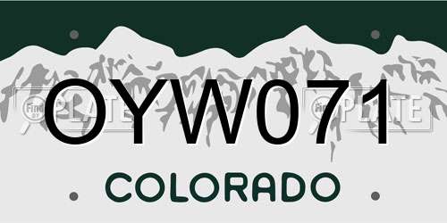 OYW071 Colorado License Plate