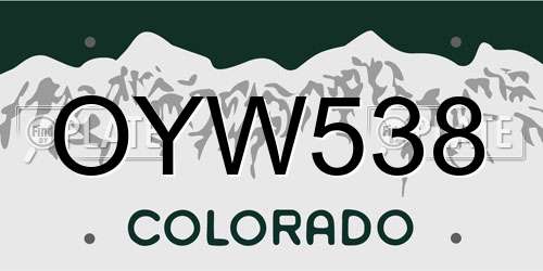 OYW538 Colorado License Plate