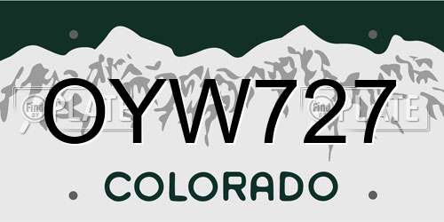 OYW727 Colorado License Plate