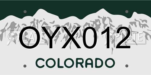 OYX012 Colorado License Plate