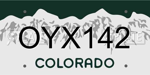 OYX142 Colorado License Plate