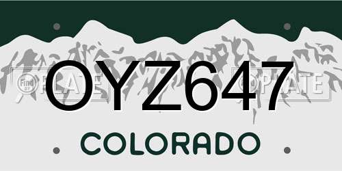 OYZ647 Colorado License Plate