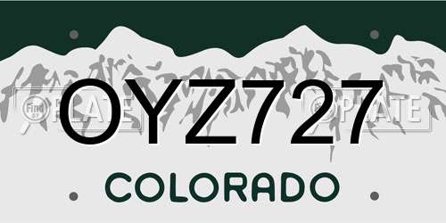 OYZ727 Colorado License Plate