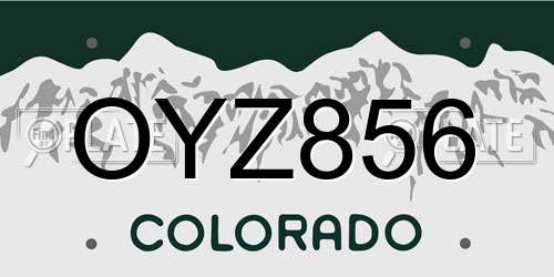 OYZ856 Colorado License Plate