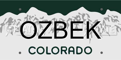 OZBEK Colorado License Plate