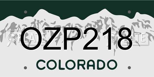 OZP218 Colorado License Plate