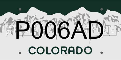 P006AD Colorado License Plate